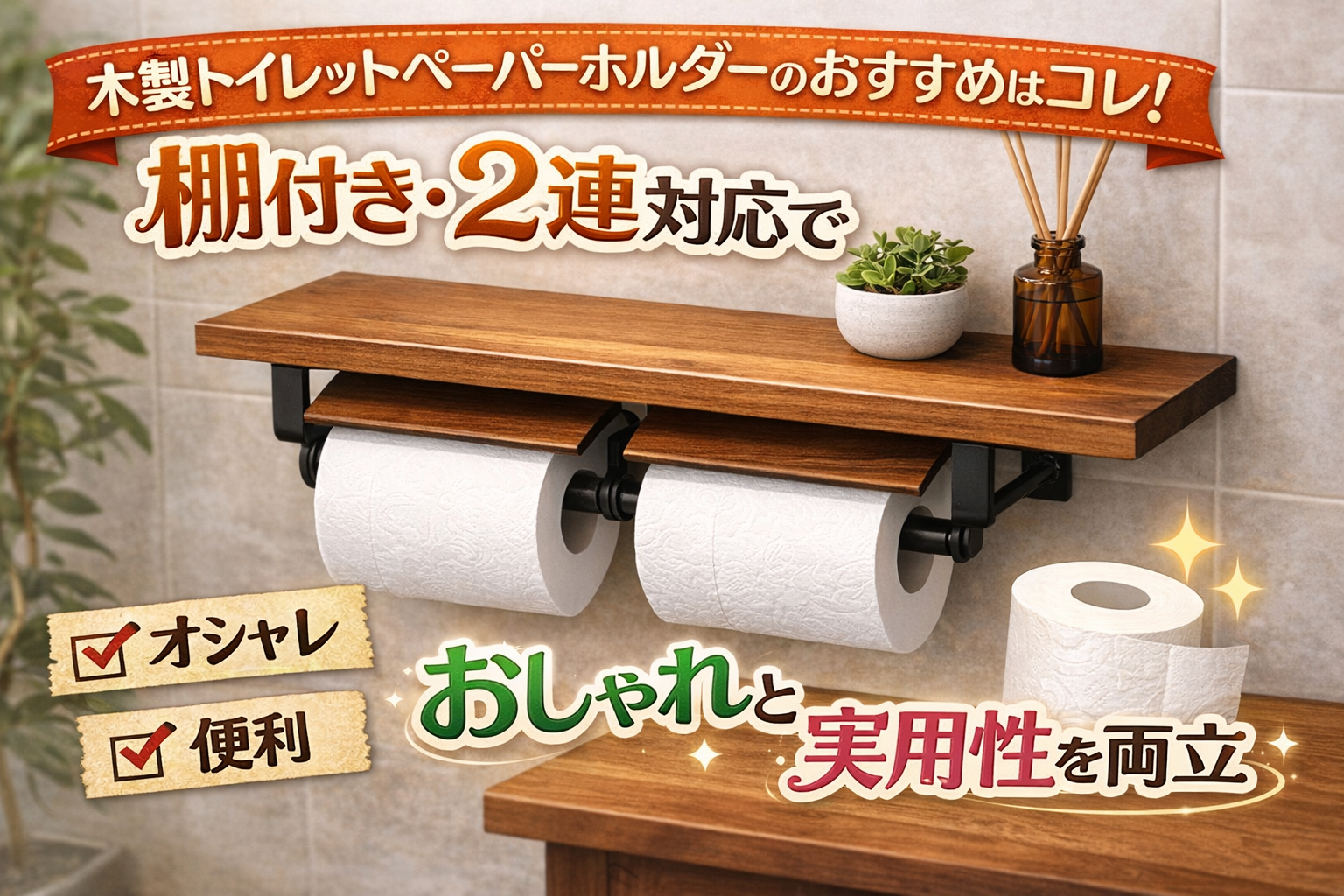 木製　とレットペーパーホルダー